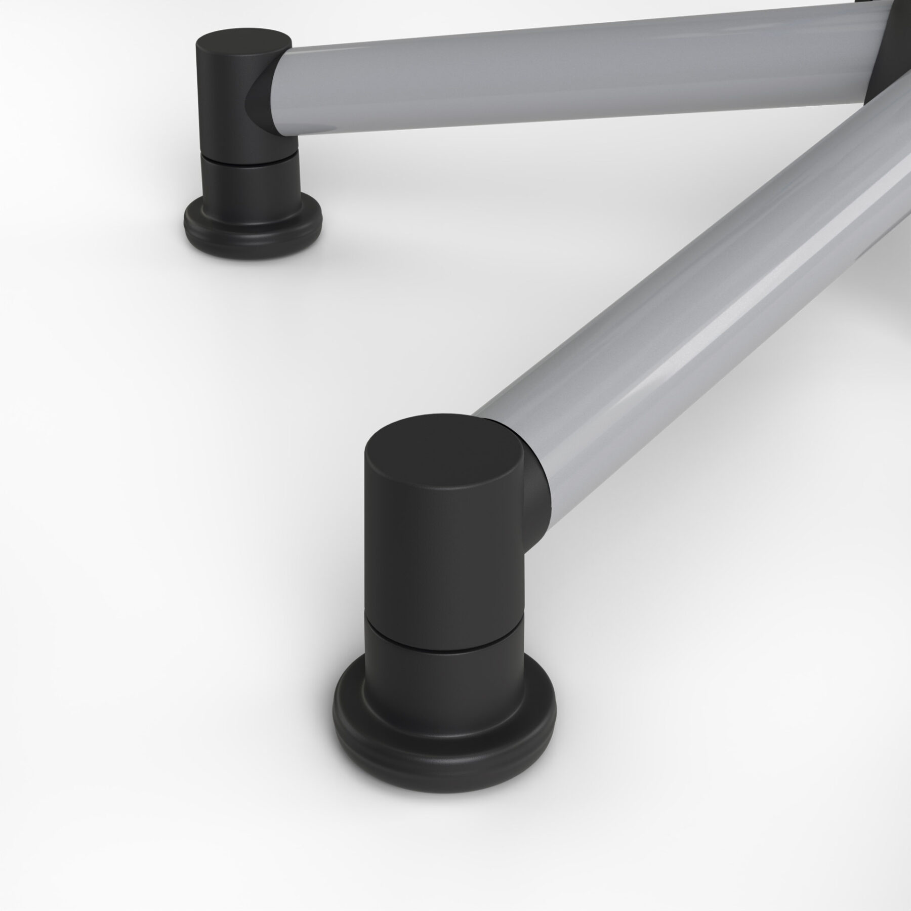 Detailansicht der stabilen, schwarzen Standfüße des PAIDI Schreibtischstuhls Tio auf weißem Hintergrund.